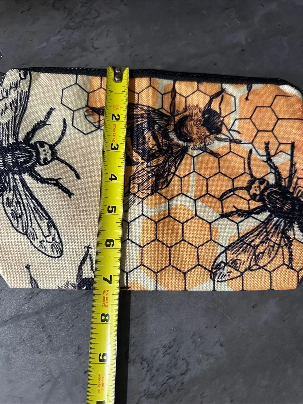 Yellow and Cream Bee Honeycomb Zip Pouch